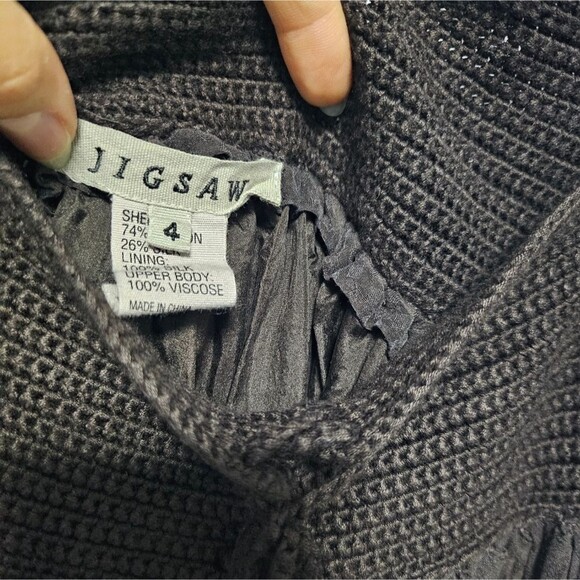 Jigsaw Silk Blend Empire Waist Laced Crochet Upper Gauzy Column Midi Dress Sz 4 - Picture 7 of 12